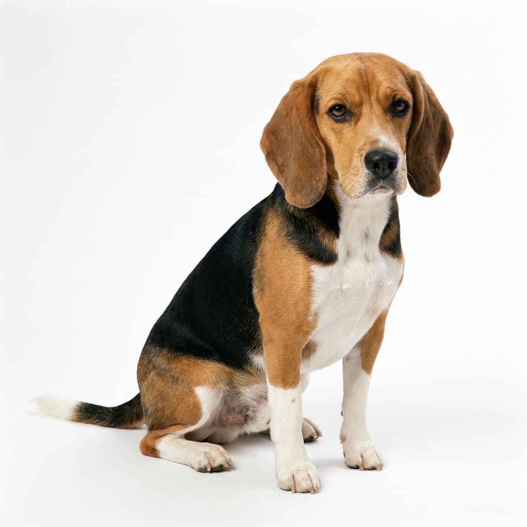 Beagle dog breed icon with long ears and soulful eyes for authentic AI hound baying and bark sounds